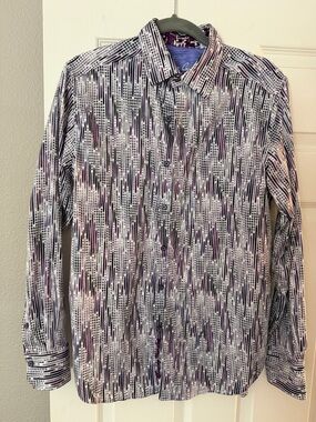 Robert Graham Multicolor Striped Shirt with Purple Accents
